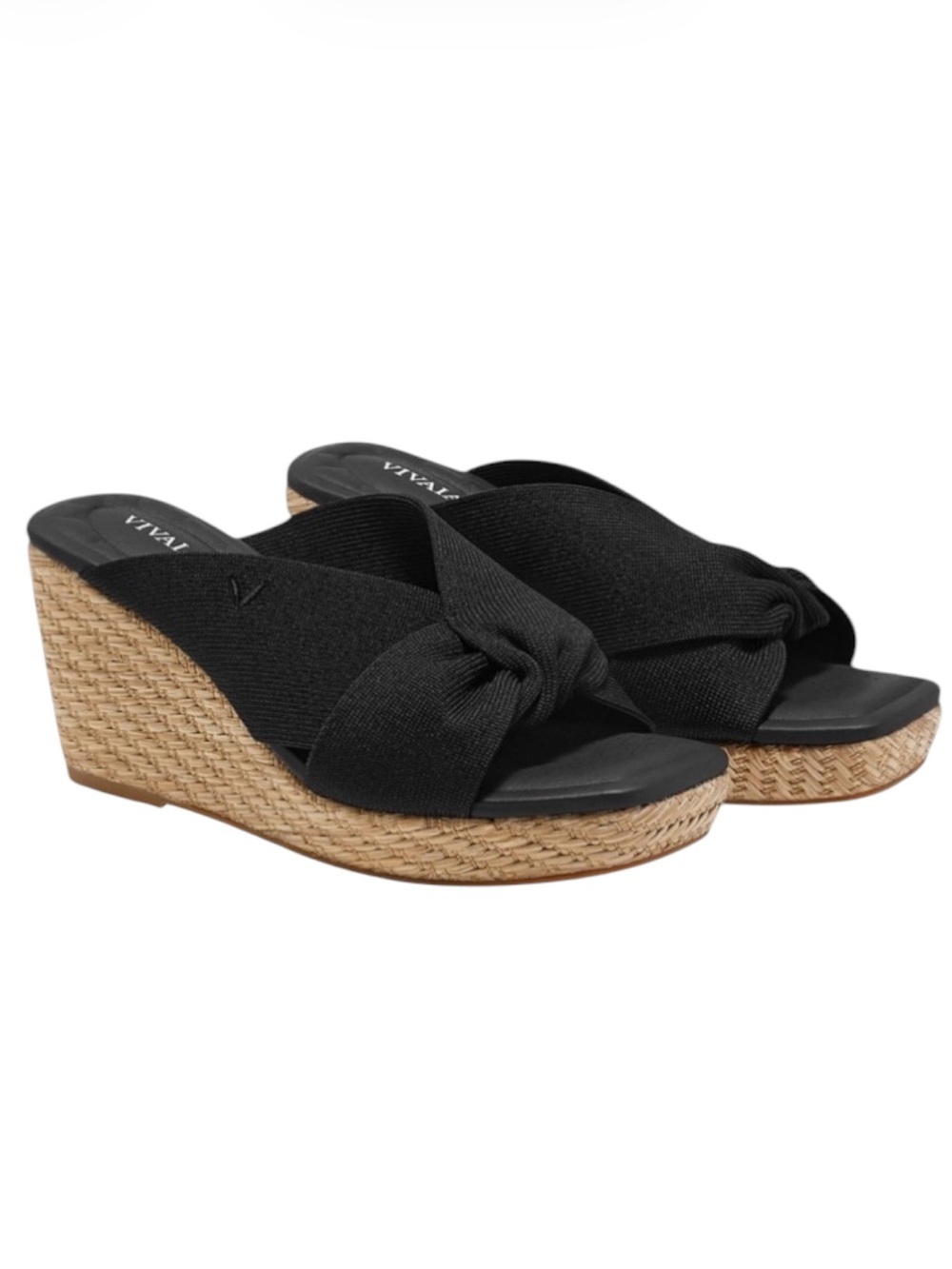 VIVAIA Laura Black Wedge Sandals Size 41 / 9.5 NEW